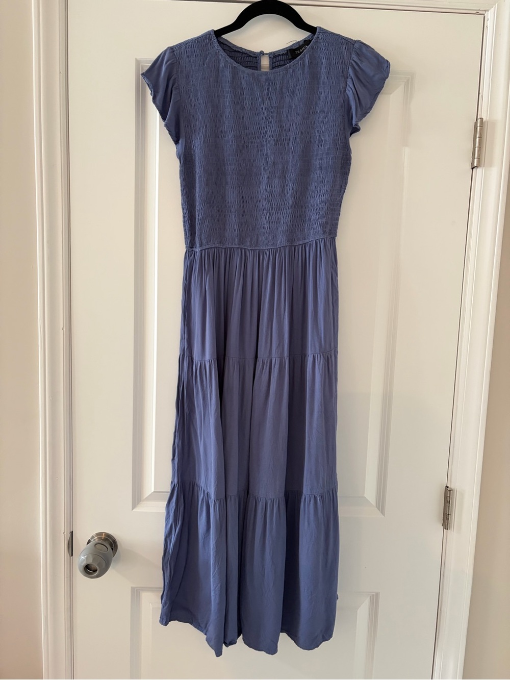 Women’s Smocked Bodice Maxi Dress — Dusty Blue